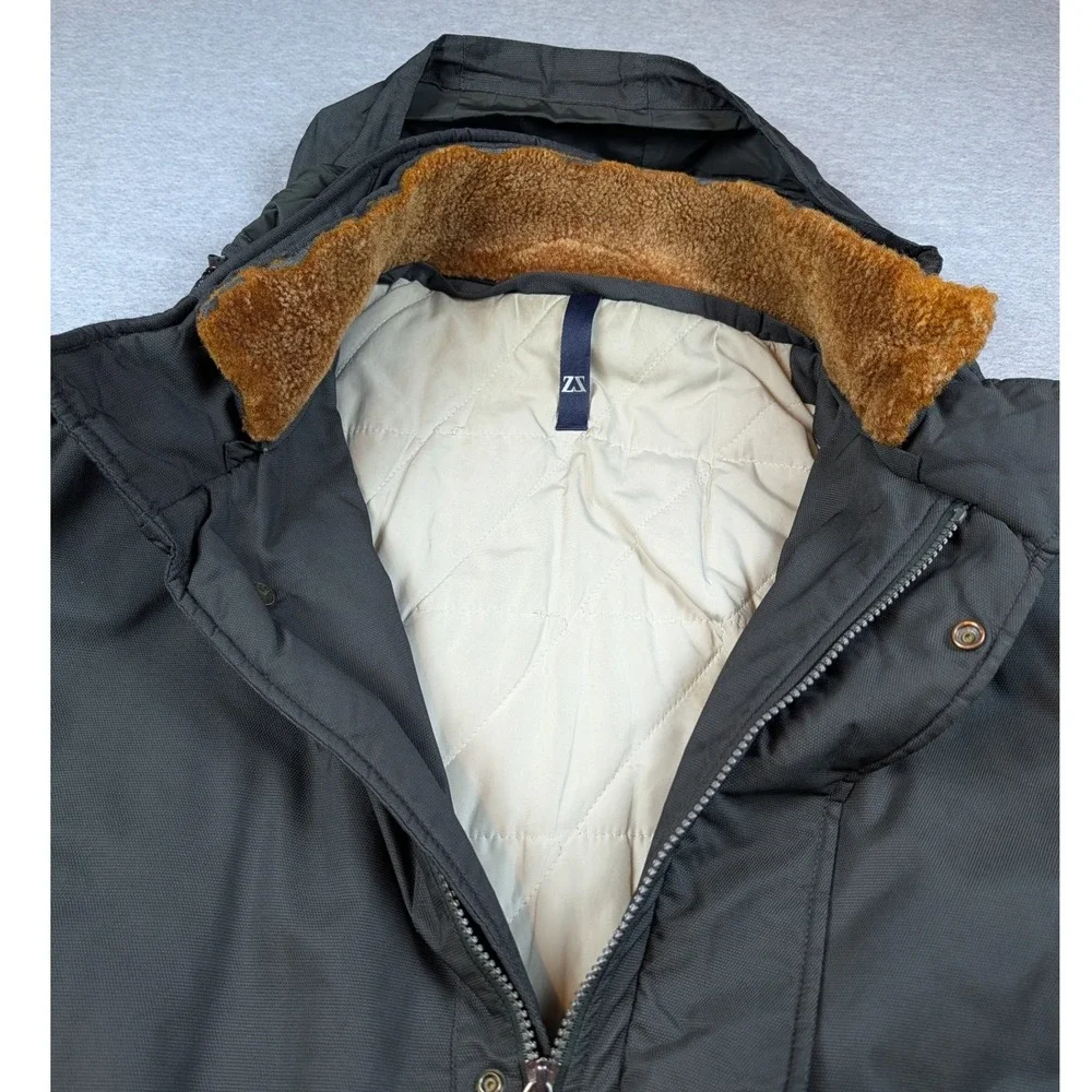 Zegna Sport Microtene Thermore Insulated Parka Jacket Olive Green Hooded Mens XL